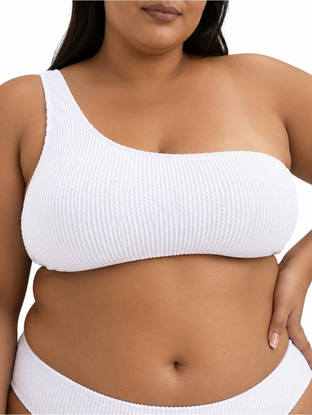 J. Crew Classic White One Shoulder Ribbed Bikini Swimsuit Top Size 3X NWT